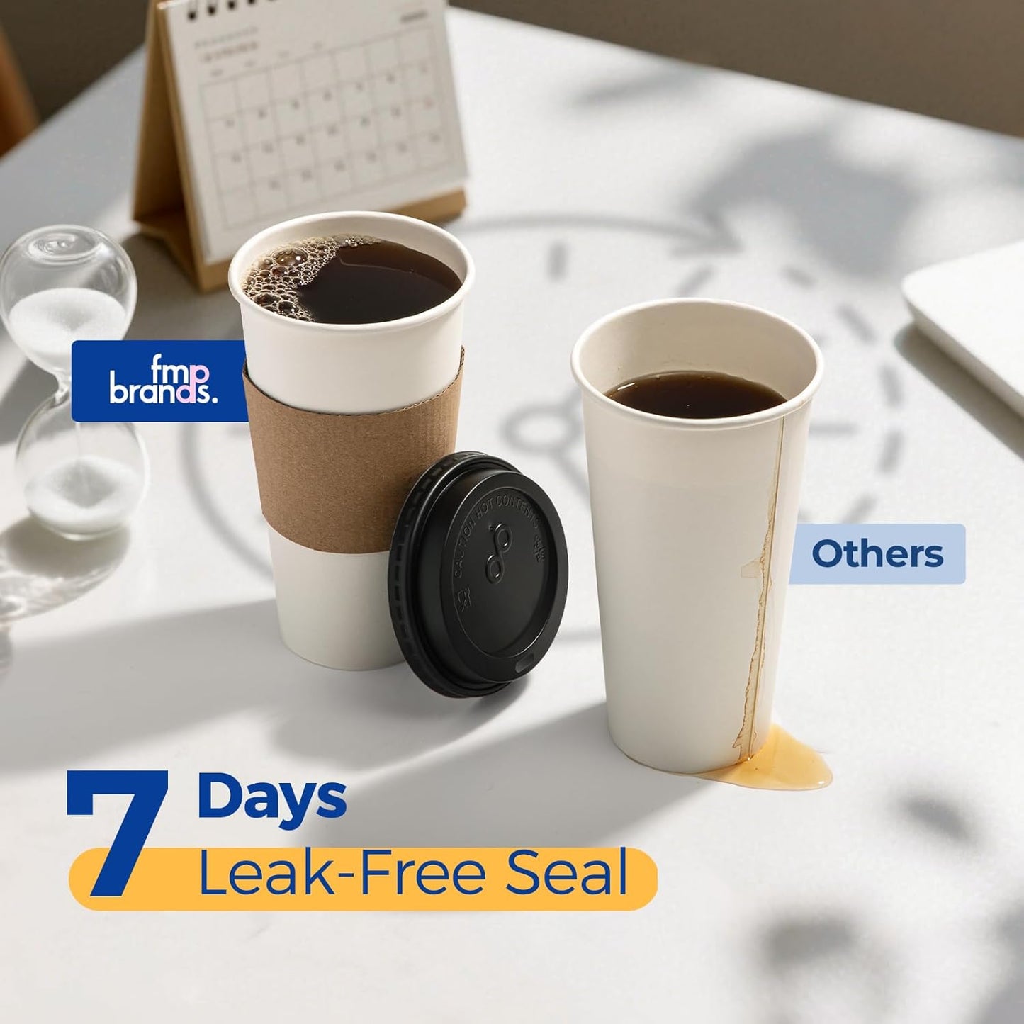 Fit Meal Prep 500 Pack 20 oz Disposable Coffee Cups with Lids, Sleeves, Leak-Proof To Go Coffee Cups with Lids, Durable Paper Cups for Hot Beverage, Home, Office, Party