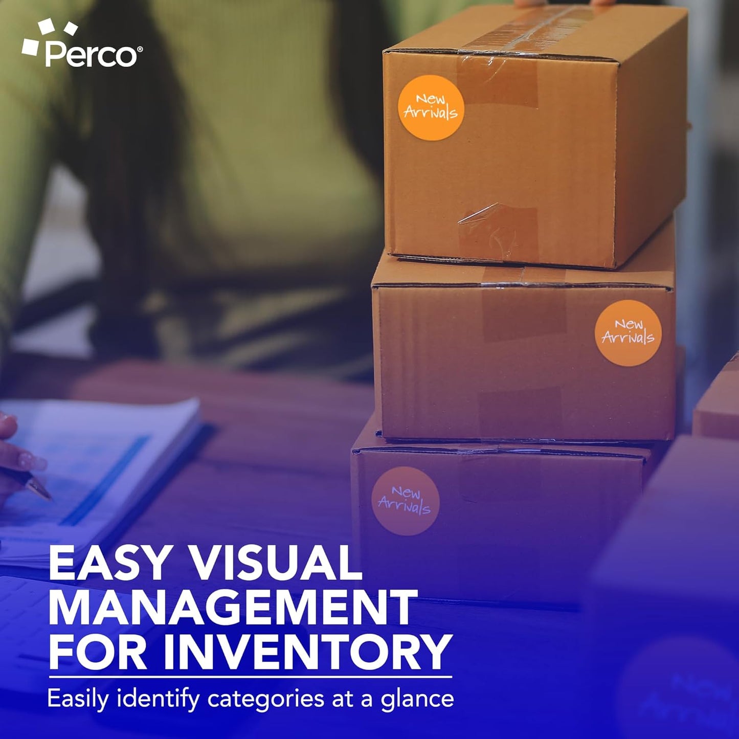 Perco Fluorescent Orange 3-Inch Round Circle Dot Sticker Labels - Multi-Roll Pack (3 Rolls, 500 Labels Each) - Permanent Adhesive, Vibrant Colors, Strong Hold - Perforated for Easy Use - Made in USA