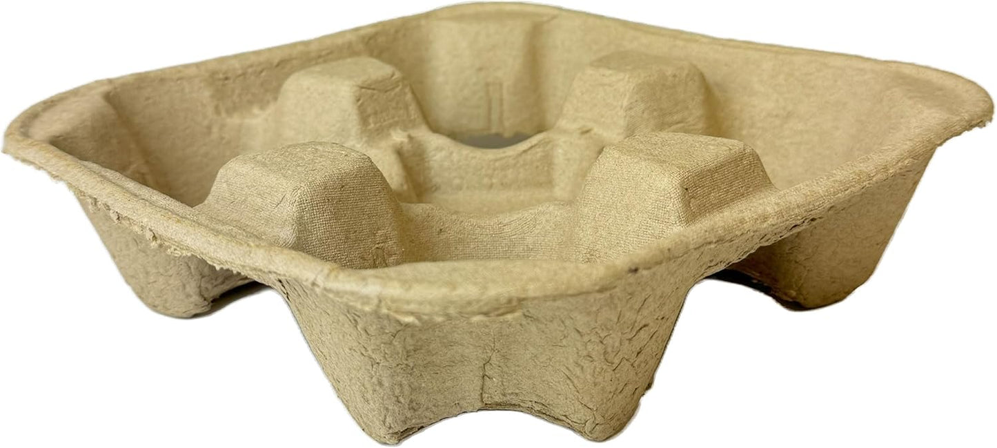 Case of 300 Counts 4 Cups 8 oz. - 32 oz. Cup Holder Disposable Coffee Take Out Trays for Hot and Cold Drinks