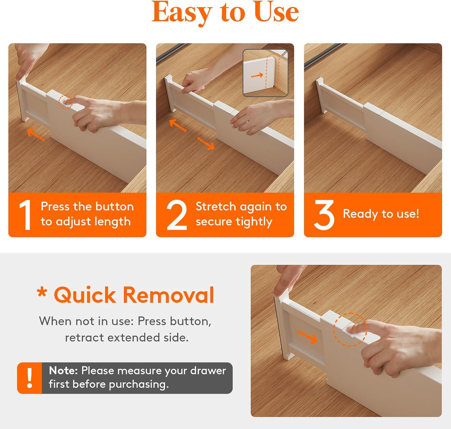 Lifewit 12 Pack Drawer Dividers Plastic 5" High, 13.5-22" Adjustable Drawer Organizers for Clothes, Expandable Dresser Separators in Bedroom/Bathroom/Kitchen/Fridge/Office Organization and Storage