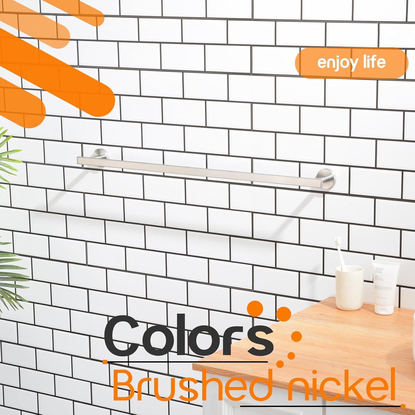 36 Inch Bathroom Towel Bar Bath Towel Rack Kitchen Towel Holder Long Towel Rails Wall Mounted SUS304 Stainless Steel Brushed Nickel AN4001BR-L36