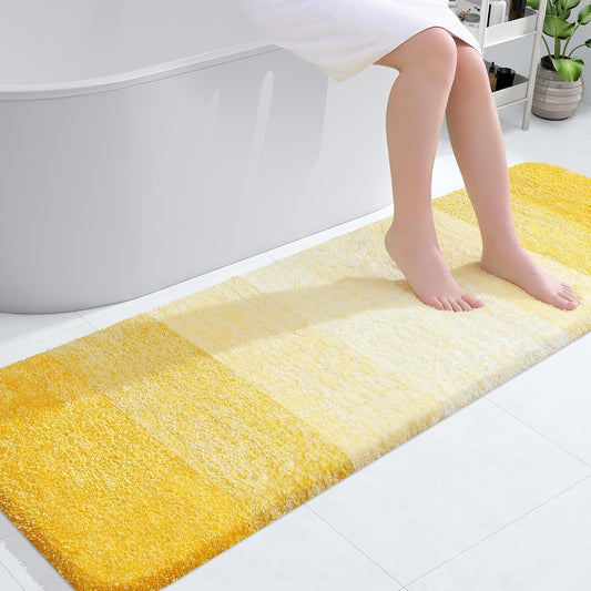 OLANLY Bathroom Runner Rugs 59x20, Extra Soft Absorbent Microfiber Bath Rugs, Rubber Backing, Quick Dry, Machine Washable Bath Mats for Bathroom Floor, Tub and Shower, Home Decor Accessories, Yellow