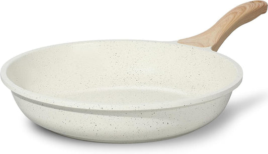 ESLITE LIFE Nonstick Ceramic Frying Pan Skillet, Non-Toxic Egg Omelette Kitchen Cooking Pans Compatible with All Stovetops (Gas, Electric & Induction), PTFE & PFOA Free (White, 11'')