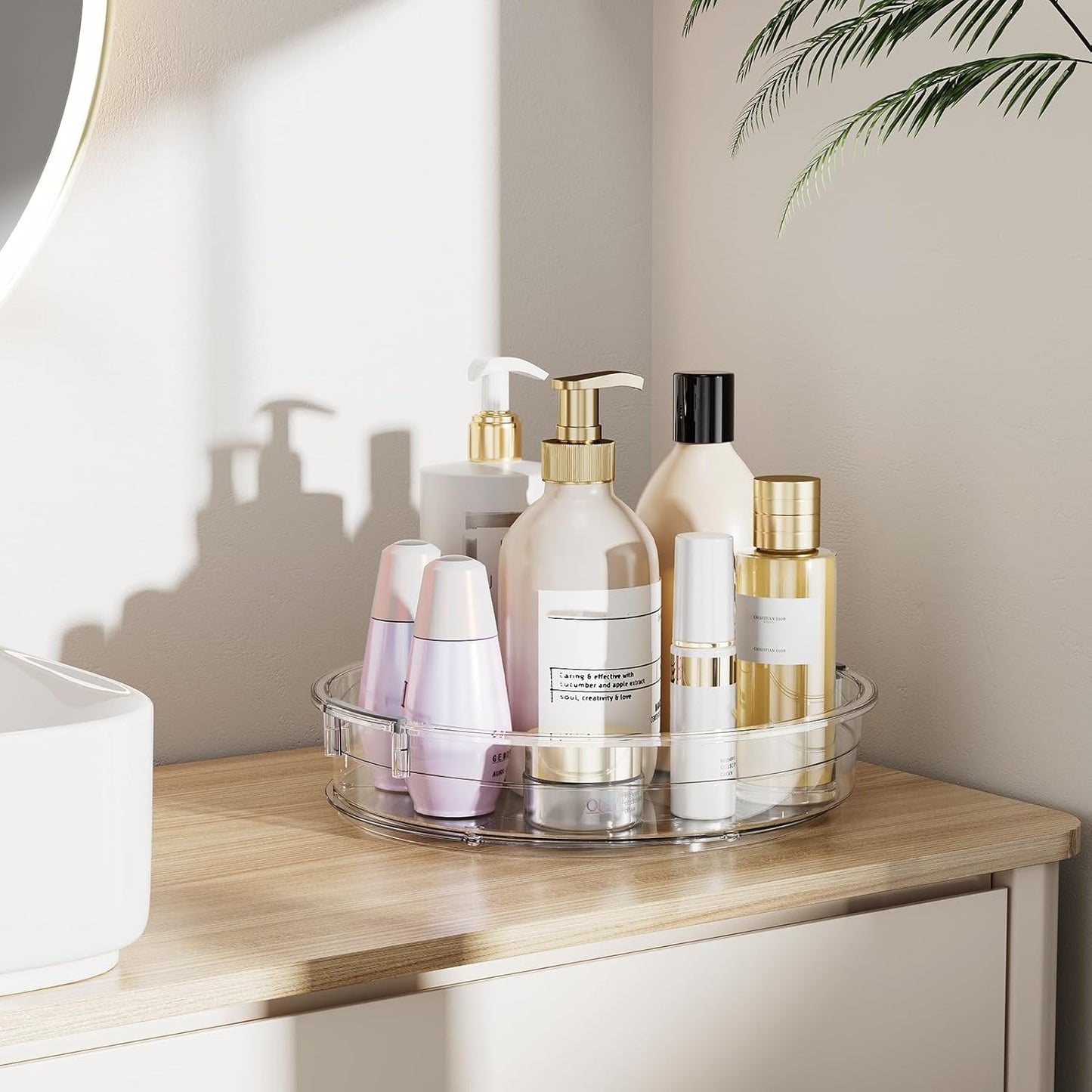 LAMU 4 Pack 12in Lazy Susan Organizer, Clear Lazy Susan Turntable for Cabinet, Refrigerator, Table Top, Kitchen, Bathroom, Pantry Organizers and Storage