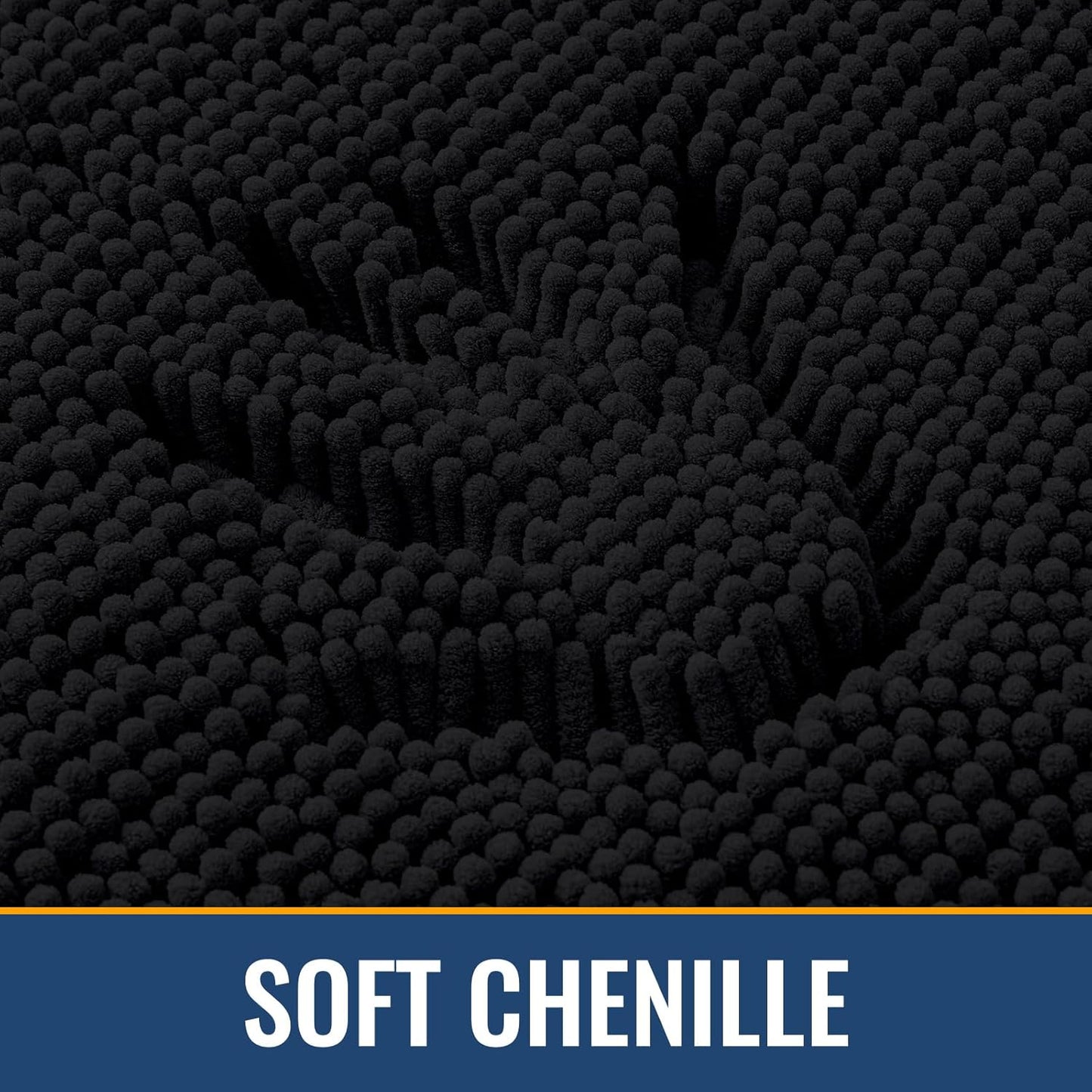 Arotive Bathroom Rugs 24x16, Extra Soft Absorbent Shaggy Chenille Bath Rugs, Machine Washable Rubber Backing Non-Slip Bath Mats for Bathroom Floor Tub and Shower, Home Decor Accessories, Black