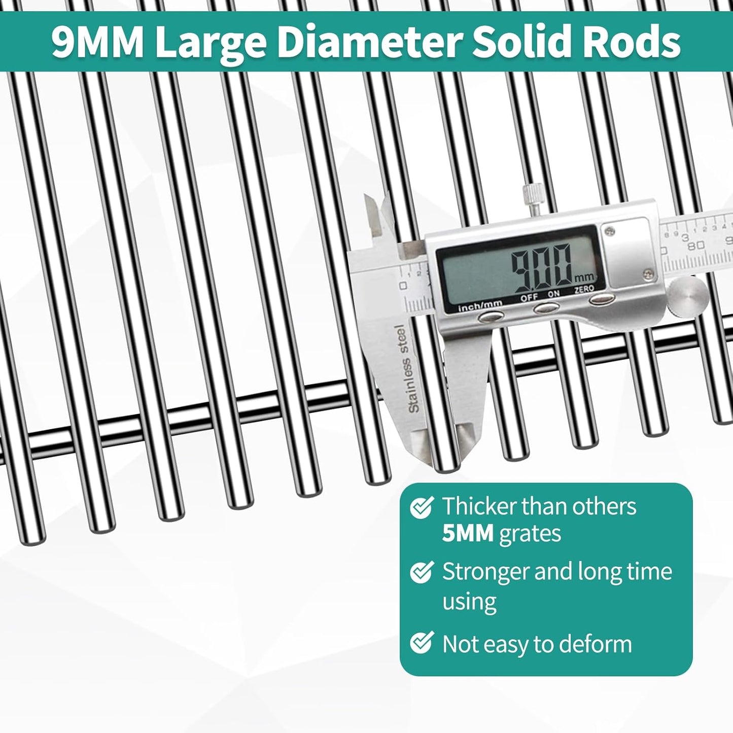 9MM 18 7/8" Stainless Steel Genesis 2 Grill Grates for Weber Genesis ii E-310 E-315 E-325 E-330 E-340 S-335 S-340 GS4 Genesis ii Grill Parts for Weber 66095 Genesis ii 300 LX 300 Series