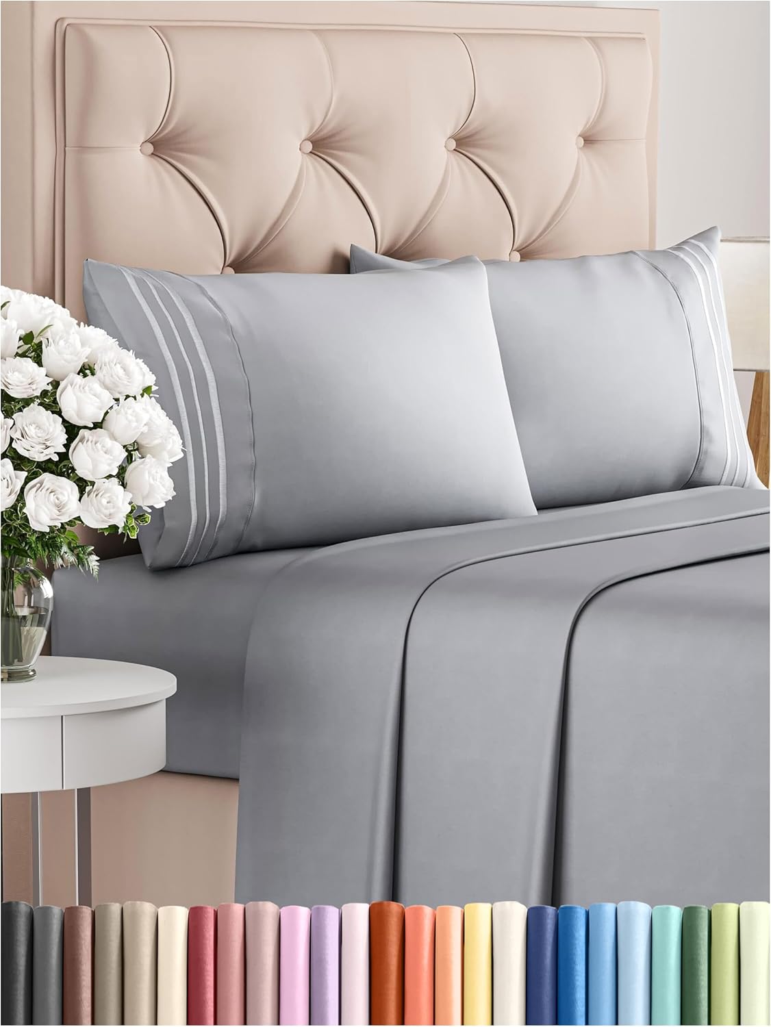 King Size 4 Piece Sheet Set - Comfy Breathable & Cooling Bed Sheets Set - Hotel Luxury Bedding for Women, Men, Kids, Teens, Boys & Girls - Deep Pockets, Soft and Wrinkle Free - Oeko-Tex - Steel Blue