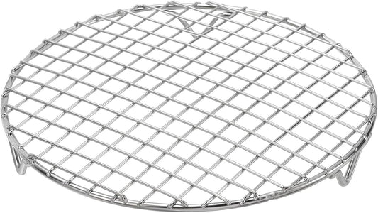 uxcell Round Cooking Rack with Legs, Dia 8.9 Inch 304 Stainless Steel Barbecue Grill for Cooking Baking Barbecue Air Fryer Racks, Silver