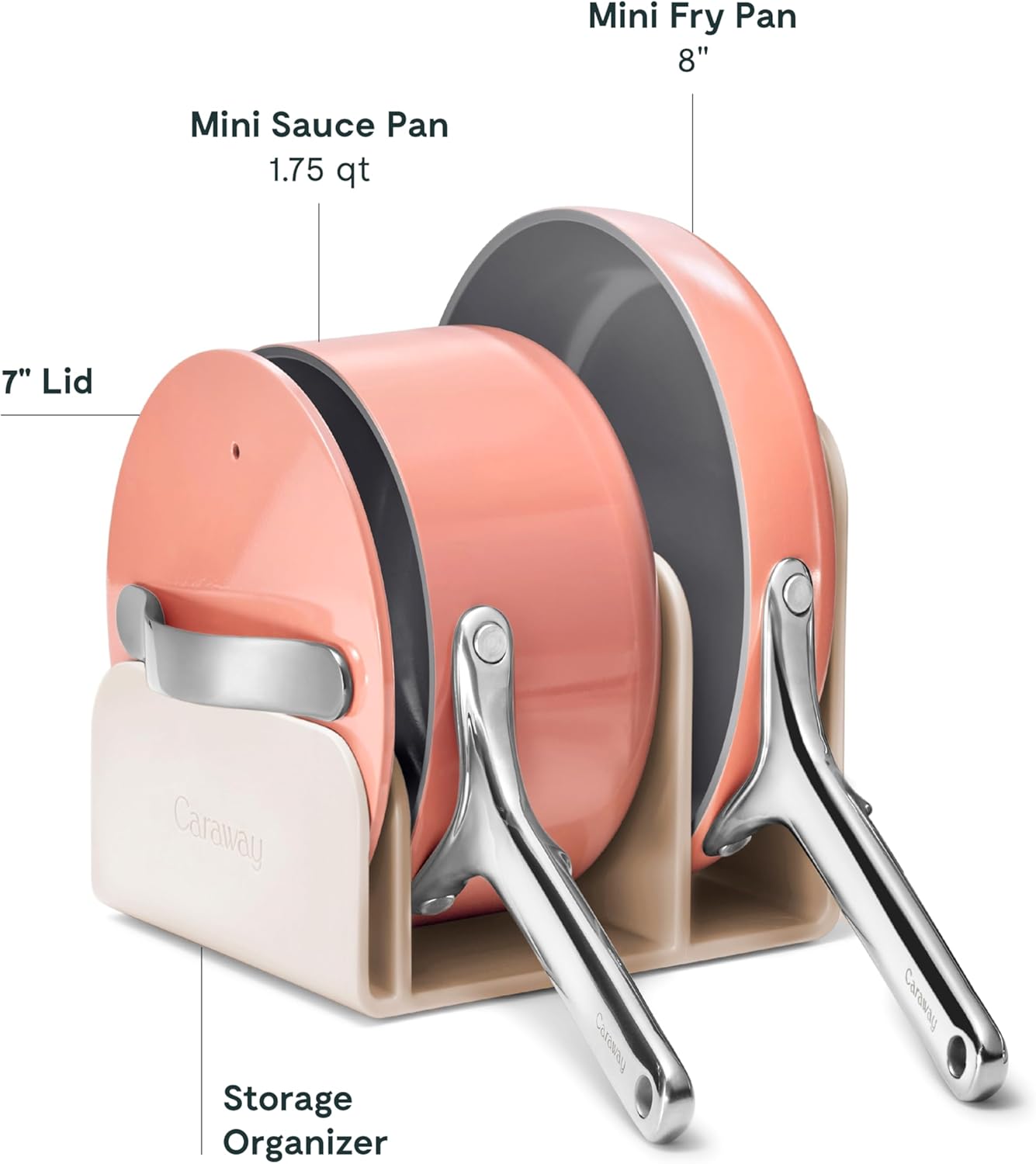 Caraway Mini Cookware Set - Non-Stick Ceramic Fry Pan (1.05 qt, 8") & Sauce Pan (1.75 qt) - Non Toxic, PTFE & PFOA Free - Oven Safe & Stovetop Agnostic (Gas, Electric & Induction) - Perracotta