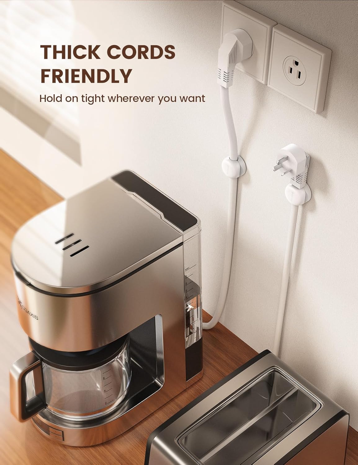 Lamicall Spring Cord Organizer, Office Desk Accessories - 12Pack Compact Desk Cable Management Holder Clips, Nightstand Phone Charging Cord Holder, 8mm Slot Adhesive Wire Organizer, White