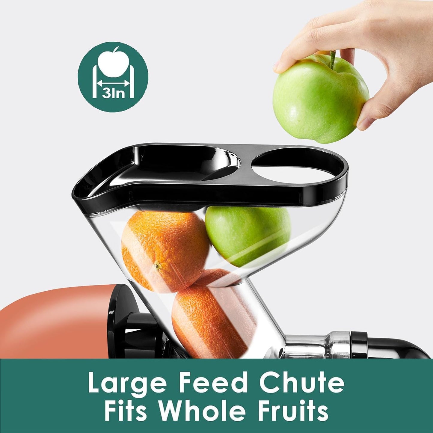 Cold Press Juicer,Juicer Machines Vegetable and Fruit with 3'' Feeding Chute, Masticating Slow Juicer, Juice Extractor, Easy to Clean,2 Speed, BPA-Free, 200W (Orange)