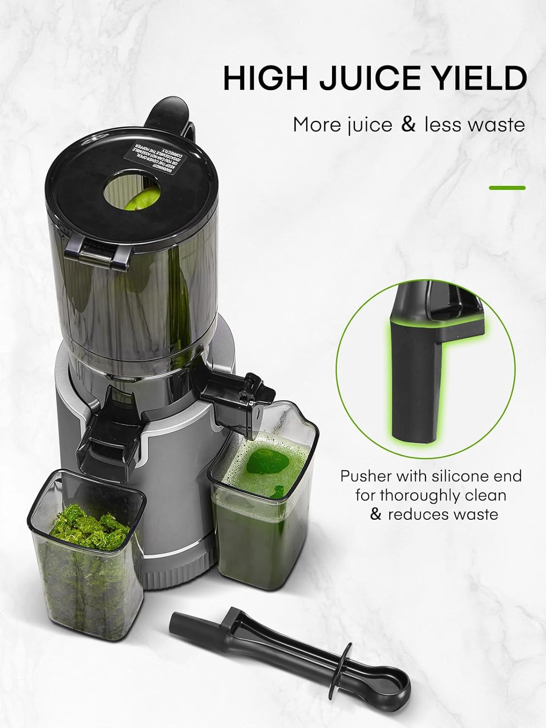 Juicer Machines, 5.4" Extra Large Feed Chute Fit Whole Fruits & Vegetables, Slow Masticating Cold Press Juicer Easy to Clean, 250W, High Juice Yield