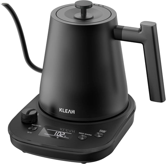 KLEAH Gooseneck Electric Kettle with Temperature Control - 0.8L Automatic Shut Off Tea & Coffee Kettle, Hot Water Boiler Pour Over Coffee Kettle, 1200W Quick Heating Keep Warm, Black