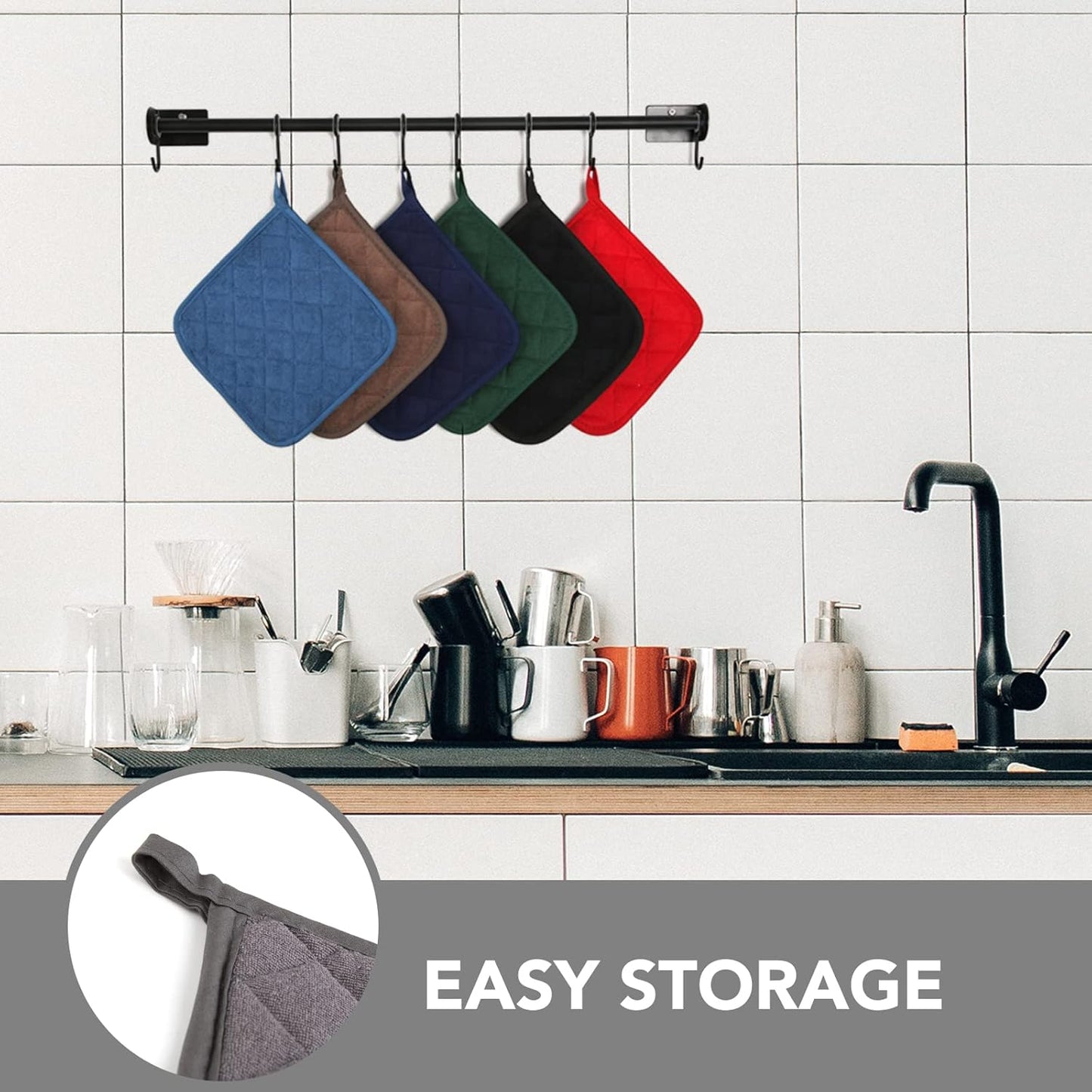 Joyhalo 4 Pack Pot Holders for Kitchen Clearance, Hot Pads for Kitchen, Countertops, Oven Pot Holders Bulk, Potholders Sets for Kitchens Heat Resistant, Grey