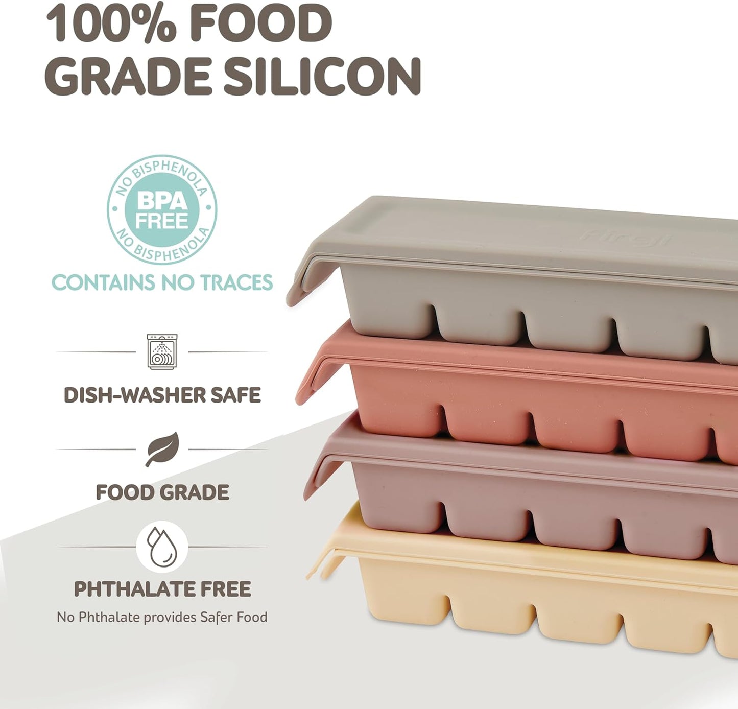 Silicone Freezer Trays with Lid, 0.5oz 12 Section - Leak Proof Silicone Freezer molds for Homemade Baby Food Breastmilk, Purees, Vegetables, Baby Food Jars Ice Tray with Lid BPA Free Pastel Pink