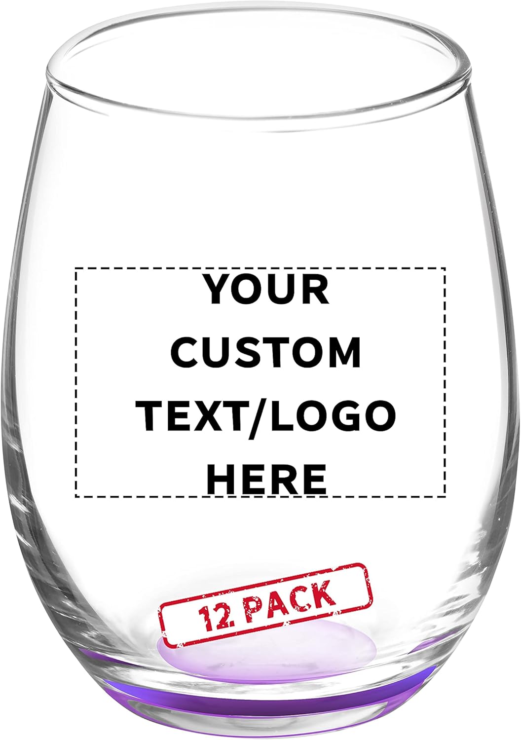 Custom Stemless Wine Glasses by ARC 5.5 oz. Set of 12, Personalized Bulk Pack - Perfect for Hotel, Bar, Restaurant or Lounge - Purple
