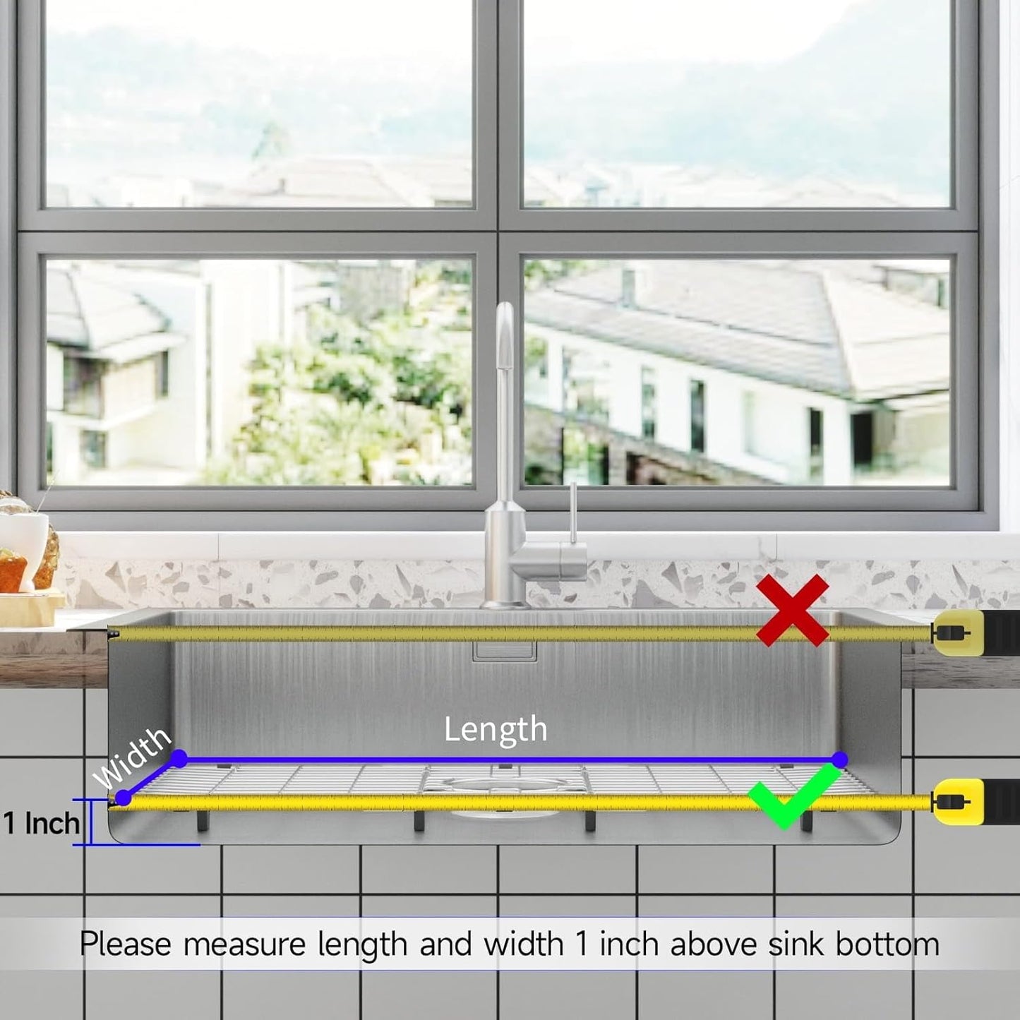 Sink Protectors for Kitchen Sink, Sink Rack for Bottom of Sink, Metal Sink Rack, Kitchen Sink Gird, Bottom Basin Rack, Stainless Steel, 28 1/4" * 14 1/4"