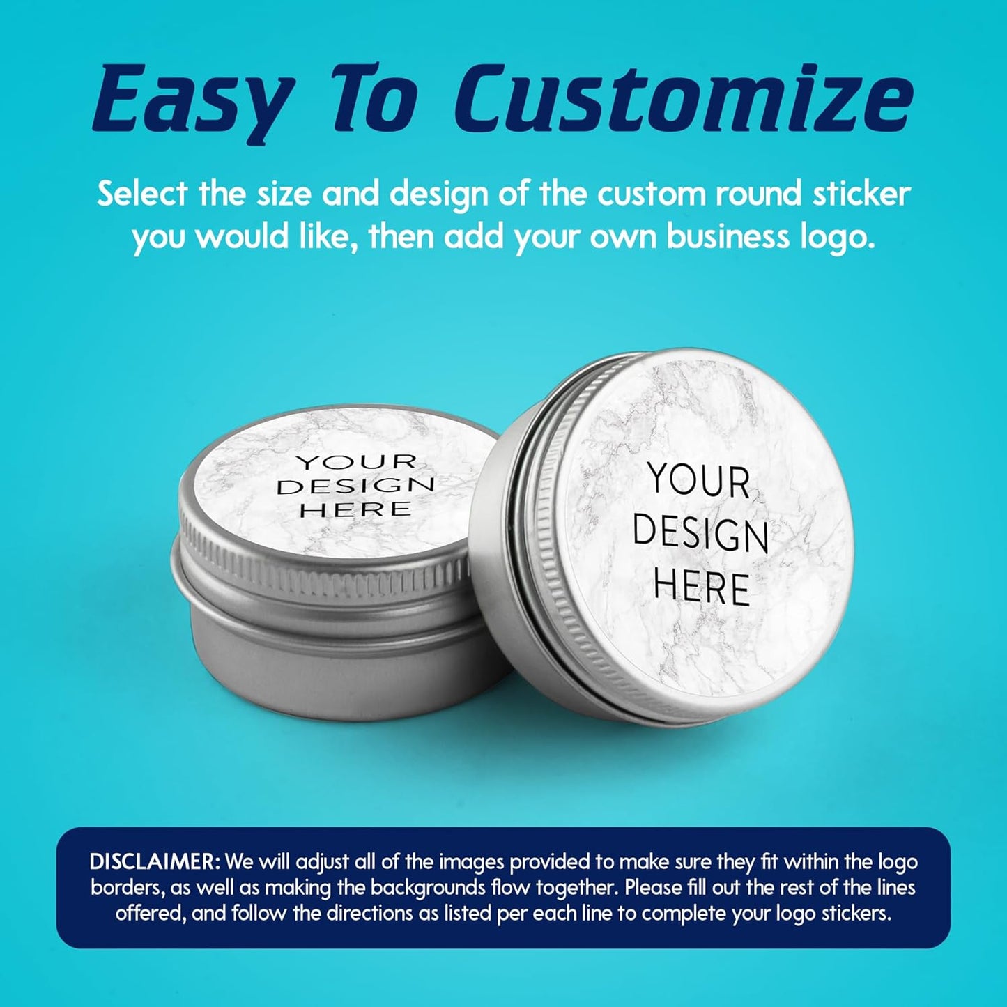 100 Custom Vinyl Stickers - Upload Your own Image, Text, Design, Logo - Personalized Logo Labels for Handmade, Packaging, Bottle, Jars, Candle, Brand Stickers (Silver Marble, 6x6)