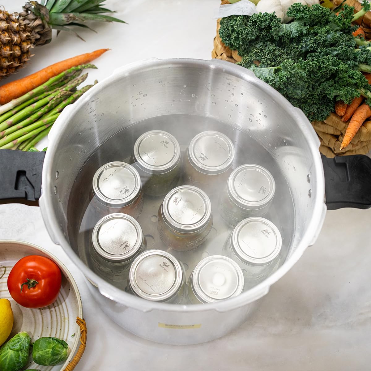 Barton Pressure Canner 22-Quart Capacity Pressure Cooker Built-in Pressure Gauge with (1) Rack, Aluminum Polished