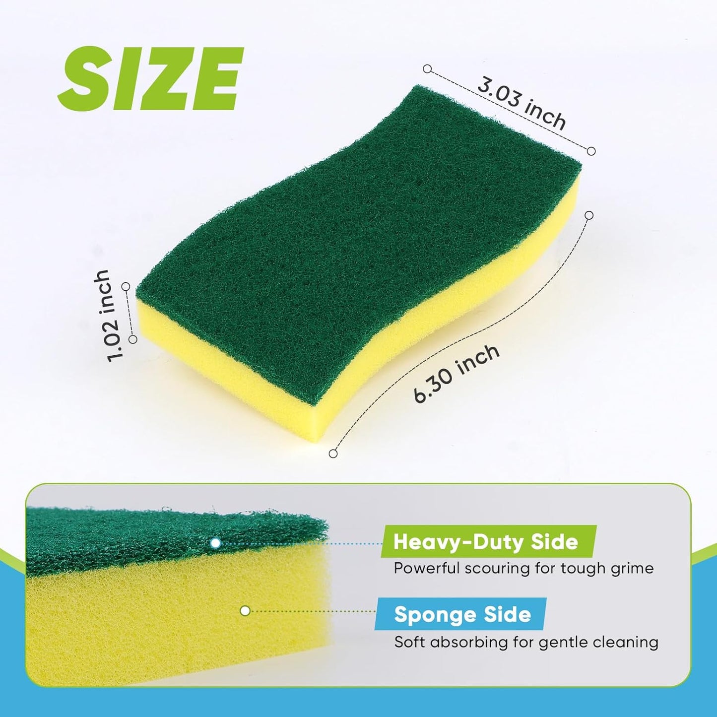 AIDEA Sponges Kitchen, XL Heavy Duty Dish Sponge, Cleaning Dish Scrubber Sponge for Home and Kitchen, Extra Large Cleaning Supplies for Pots, Pans, 24 Pack