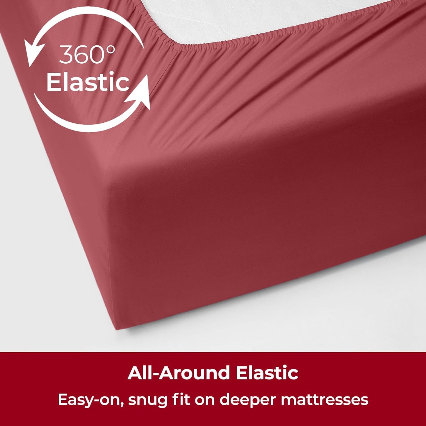 Mellanni Extra Deep Twin Sheets - 3 PC Iconic Collection Bedding - Hotel Luxury, Ultra Soft, Cooling Bed Sheets - Wrinkle, Fade, Stain Resistant (Twin, Brick Red)