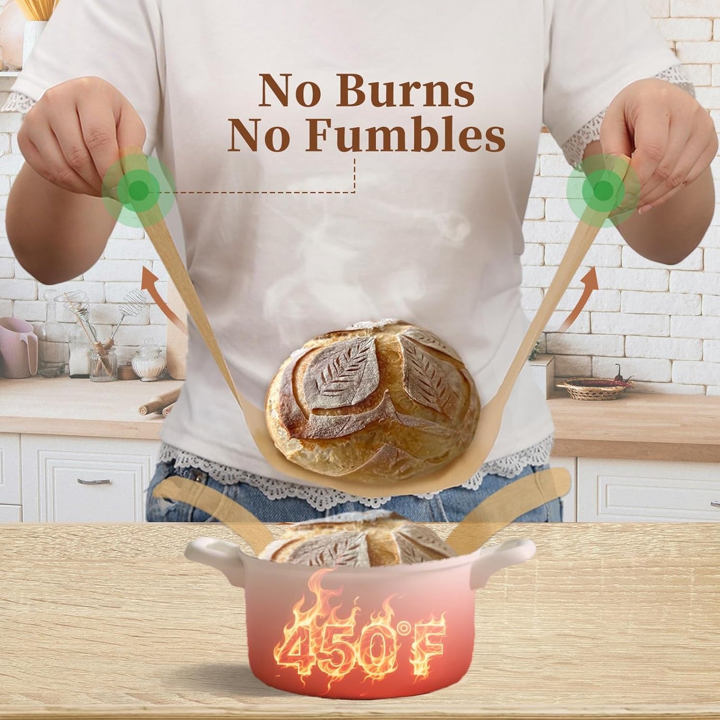 Parchment Bread Sling for Dutch Oven, BlissBoard Disposable Bread Baking Mat with Long Handles, 50 Pcs Unbleached Parchment Paper for Air Fryer, Sourdough Transfer