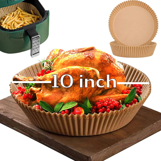 10 Inch Air Fryer Disposable Paper Liner Round, [ XXL Size] 100Pcs Parchment Paper Liners for 7QT Air Fryer, Non-stick, Food Grade Baking