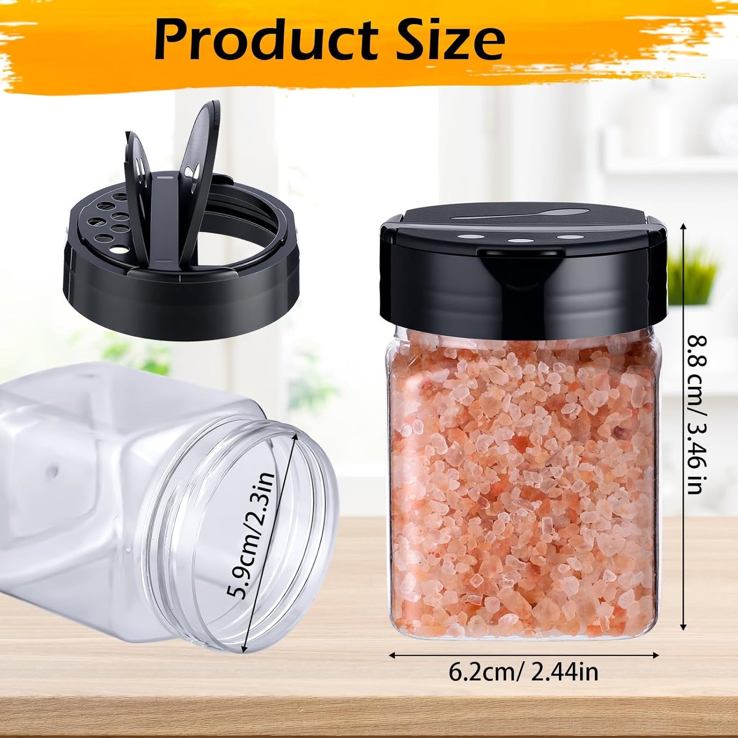 30 Pack Plastic Spice Jars with Shaker Lids Clear Seasoning Containers Spice Bottles for Kitchen Storing Spice Herbs Seasoning Powders(Square,6.1 oz)