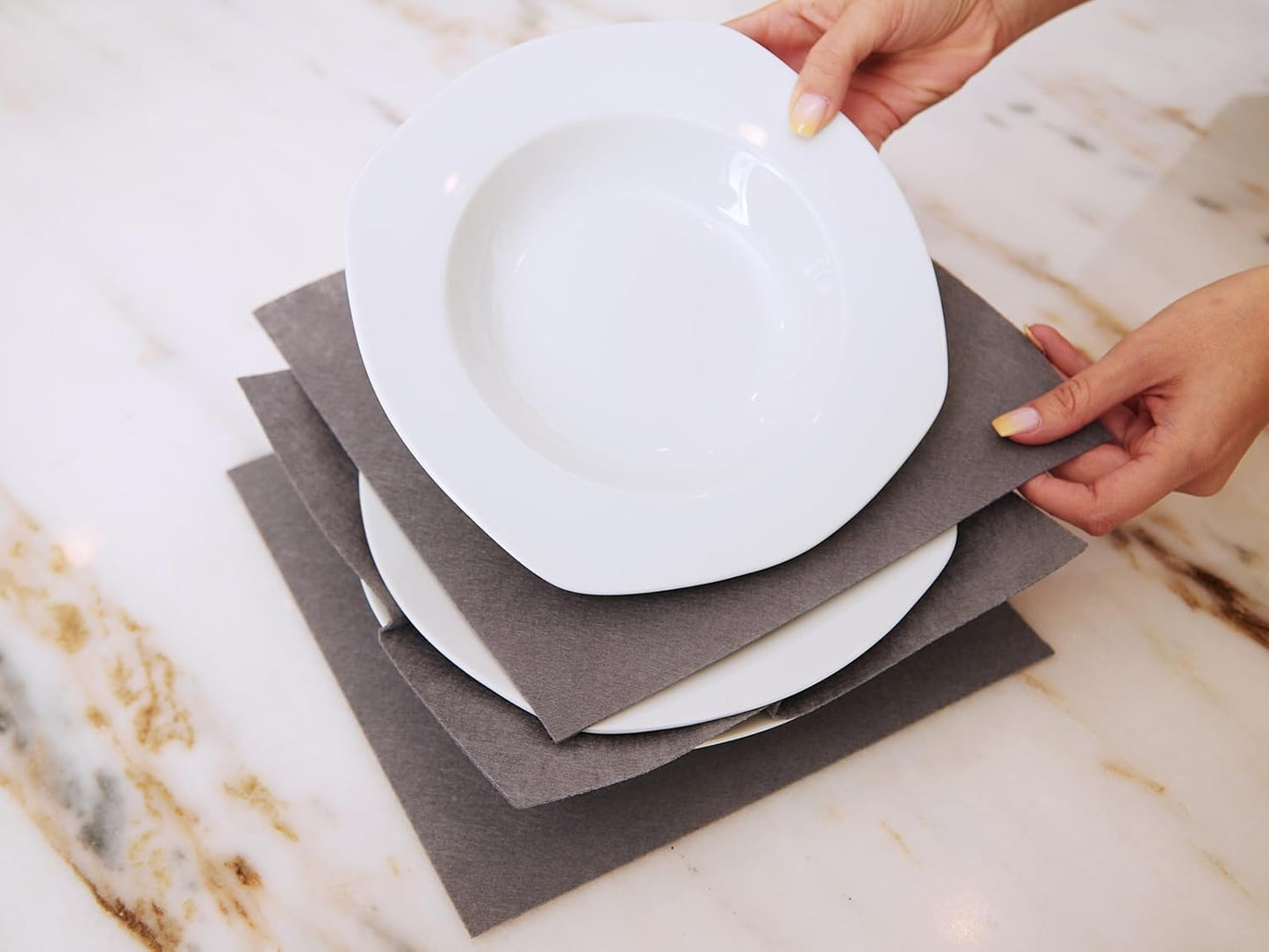 Covermates Keepsakes Dish Storage Box - Stackable, Reinforced Handles, China Storage, Graphite