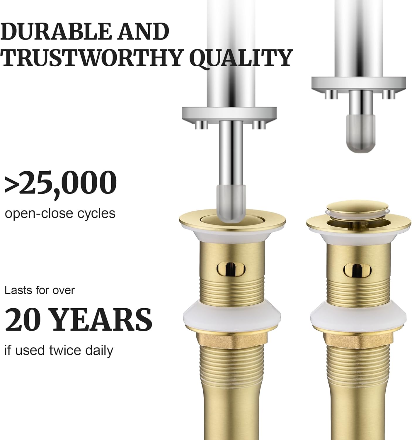 Pop up Sink Drain Stopper for Bathroom Vessel Vanity Sink Art Basin Brushed Gold, Small Cap with Overflow, Metal Pop-up Drain Strainer with Detachable Basket Stopper