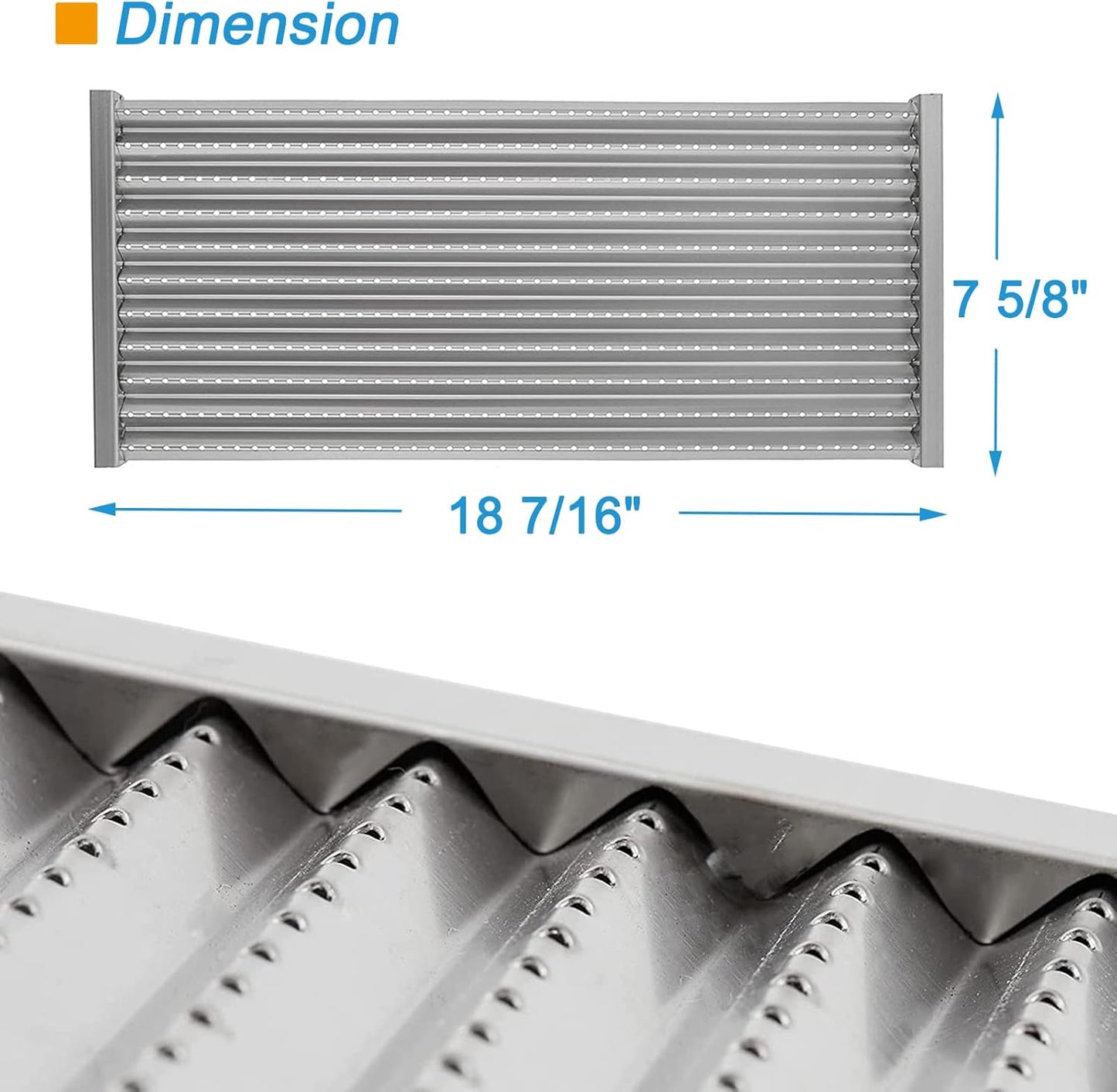 18 7/16" x 7 5/8" Stainless Steel Grill Emitter for Charbroil Tru-Infrared Pre-2015 463271314 463241414 463271313 466241413 463224912 463231711 466247310 for Charbroil Grill Replacement Parts