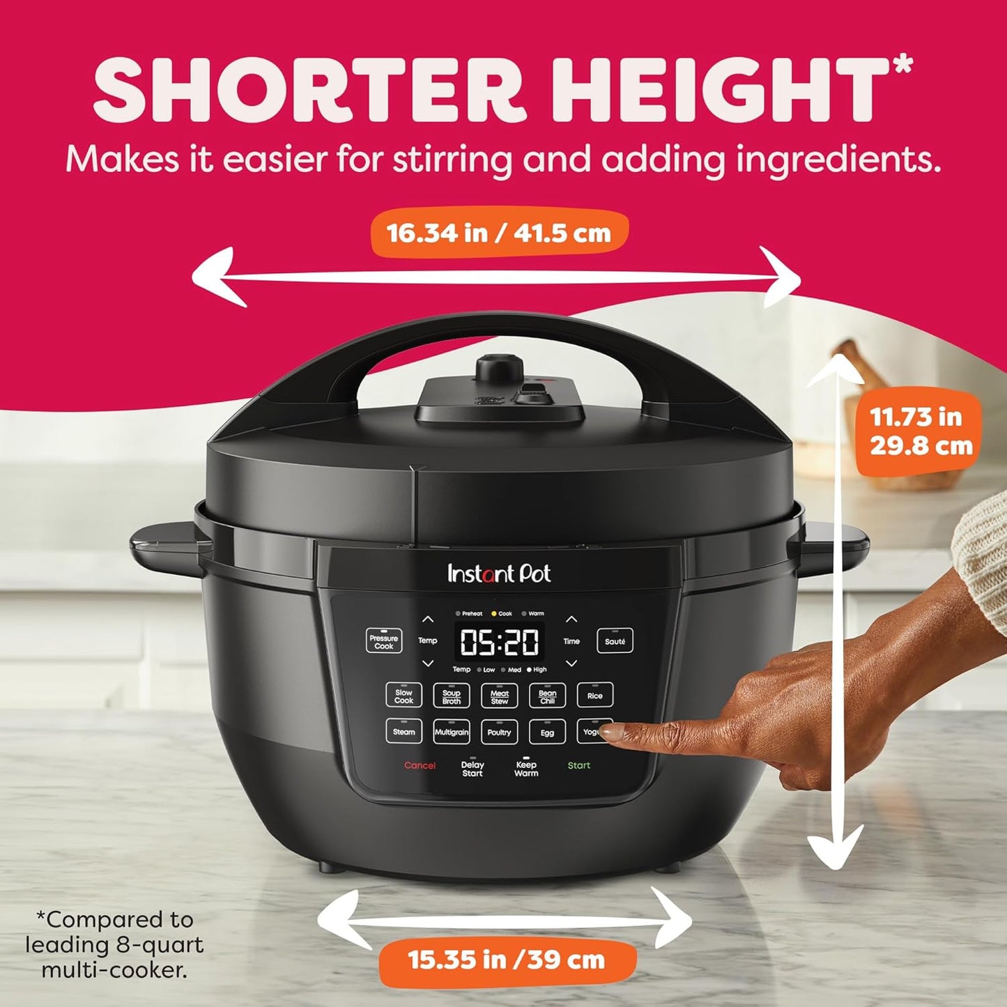 Instant Pot 7.5QT RIO Wide, 7-in-1 Electric Multi-Cooker, Pressure Cooker, Slow Cook, Rice, Steamer, Sauté, Yogurt & Warmer, Wide Base, Large Searing Base, WhisperQuiet Steam Release