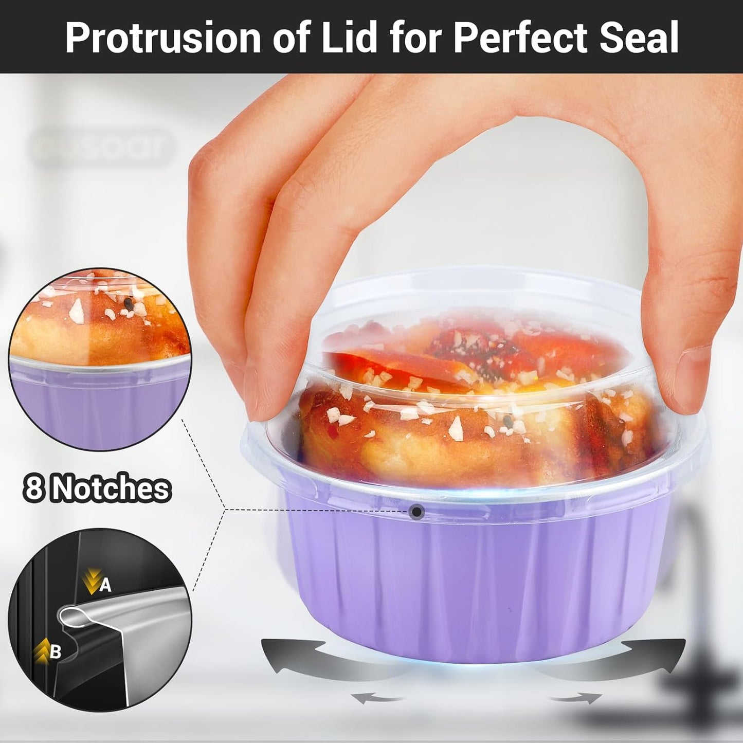 EUSOAR Disposable Ramekins, 60pcs 5oz Aluminum Cupcake Baking Cups Reusable, Mini Muffin Cups Cupcake Liners with Lids, Creme Brulee Containers Mold Tin, for Party Family Gathering Shower Catering