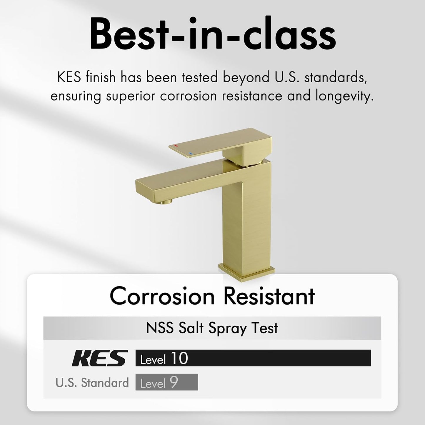 KES Brushed Gold Bathroom Faucet Single Hole Modern Vanity Faucet Single Handle Bathroom Sink Faucet Stainless Steel, L3156ALFF12-BZ