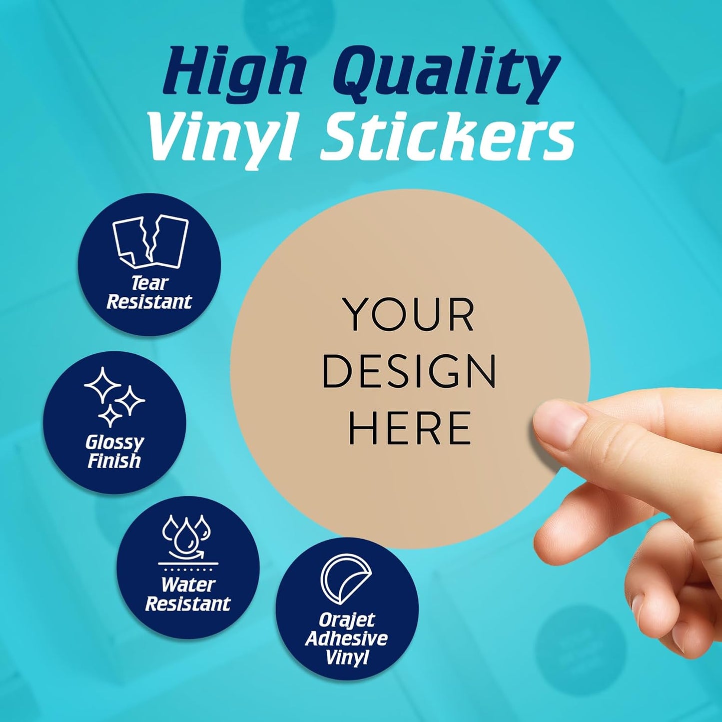100 Custom Vinyl Stickers - Upload Your own Image, Text, Design, Logo - Personalized Logo Labels for Handmade, Packaging, Bottle, Jars, Candle, Brand Stickers (Wood Lights, 4x4)
