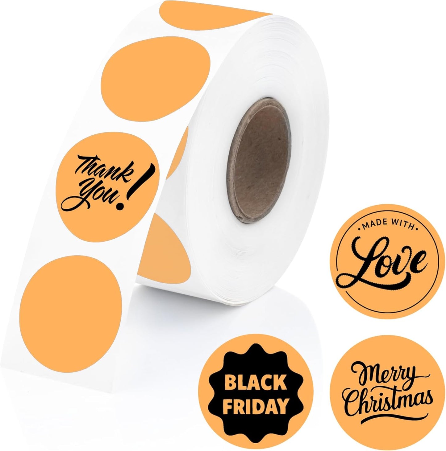 Perco Orange 1-Inch Perforated Circle Dot Thermal Sticker Labels — 735 Stickers/Roll, Direct Thermal Printer Compatible—with Permanent Adhesive for Color Coding, Garage Sales, Crafts—Made in USA