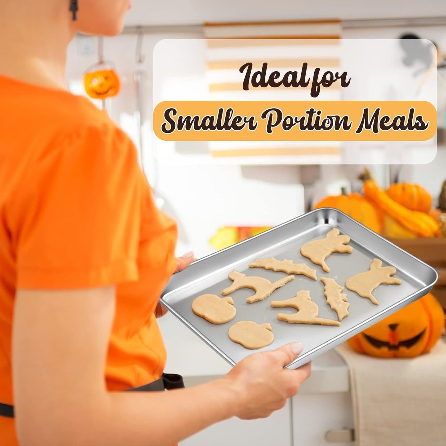 Metal Toaster Oven Tray Set, E-far 10.5”x8.3” Small Stainless Steel Baking Pan with Wire Rack for Cooking Broiling, Rimmed Metal Sheet for Roasting Cooling Cookie Bacon Steak