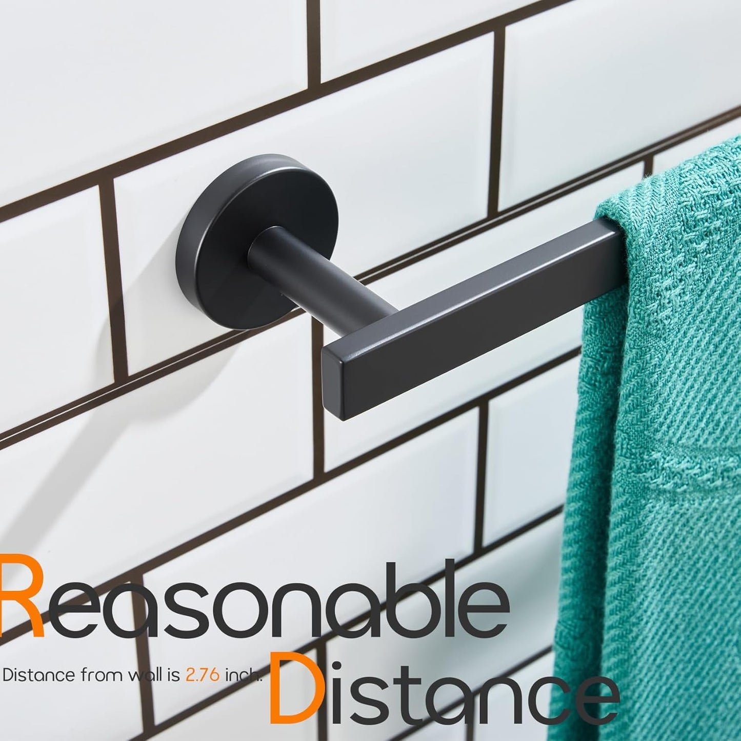 16 Inch Bathroom Towel Bar Bath Towel Rack Kitchen Towel Holder Towel Hanger Wall Mounted SUS304 Stainless Steel 2 Pack Matte Black AN4001MB-L16-P2