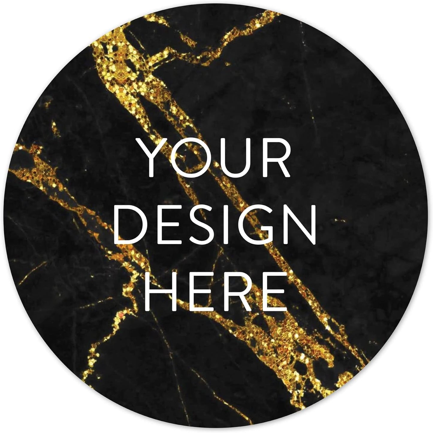100 Custom Vinyl Stickers - Upload Your own Image, Text, Design, Logo - Personalized Logo Labels for Handmade, Packaging, Bottle, Jars, Candle, Brand Stickers (Black Gold Marble, 1x1)