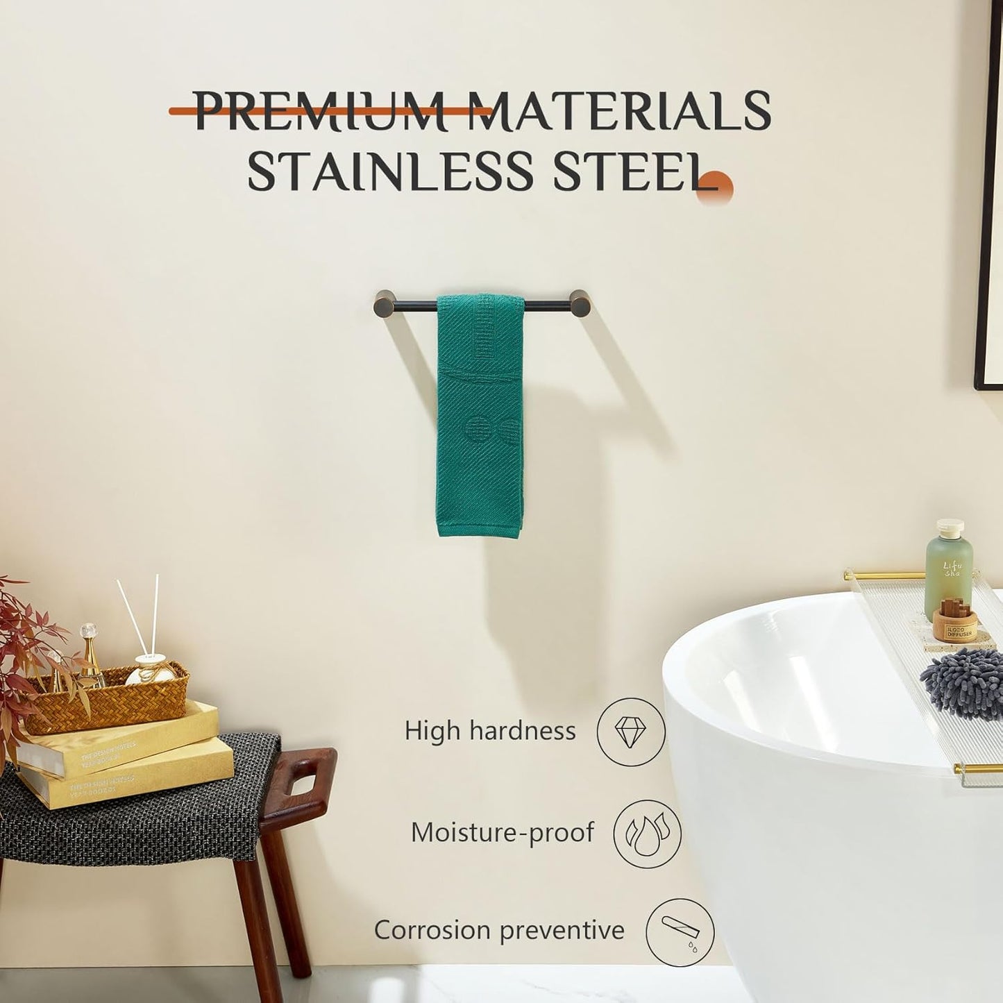 KOKOSIRI Bathroom Towel Holder 12-Inch Hand Towel Bars Wall Mounted Bathroom Hardware Accessories Oil Rubbed Bronze Stainless Steel, B4007ORB-L12