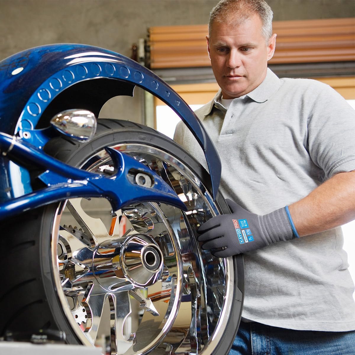 KAYGO Safety Work Gloves MicroFoam Nitrile Coated, 12 Pairs KG18NB,Seamless Knit Nylon Glove with full fingers Touchscreen, Ideal for General Purpose,Automotive, Black,L