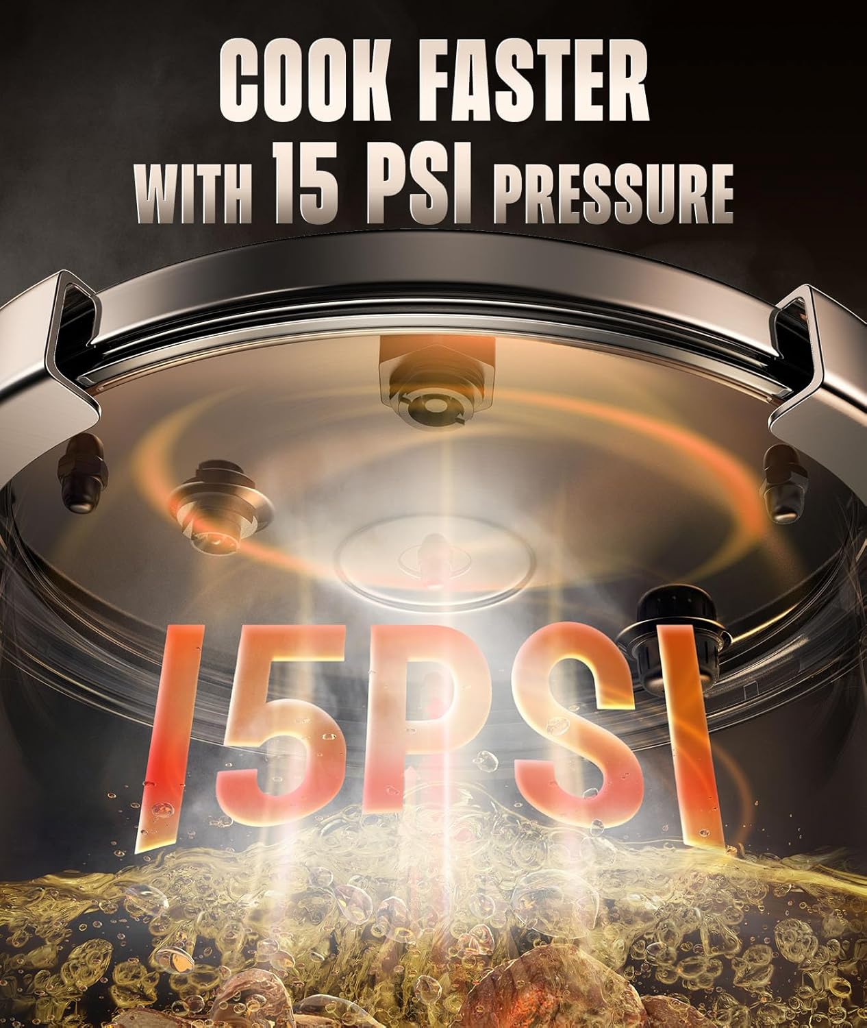 Pressure Cooker 6.3QT, [Save 70% Cooking Time] Stainless Steel Pressure Canner with Triple-Layer Steel Body [One Hand Operation] Rotating Lock/Unlocking Lid System Steam Rack Included Olla De Presion