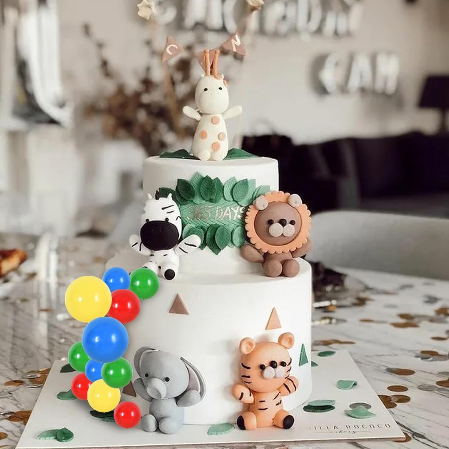 BEISHIDA 40 Pcs Mini Balls Cake Toppers - Foam Balls DIY Cake Topper Inserts for Birthday Wedding Baby Shower Anniversary Cake Decorations (Red Blue Yellow Green)