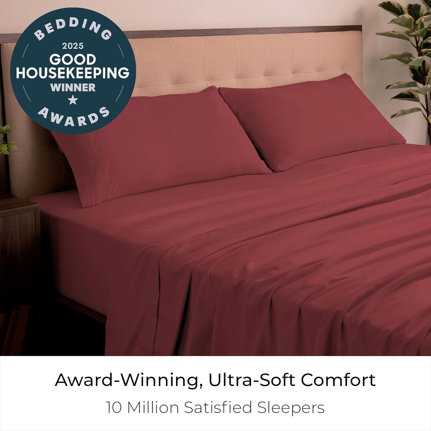 Mellanni King Sheets Set - 4 PC Iconic Collection Bedding - Hotel Luxury, Extra Soft, Cooling Bed Sheets - Wrinkle, Fade, Stain Resistant (King, Brick Red)