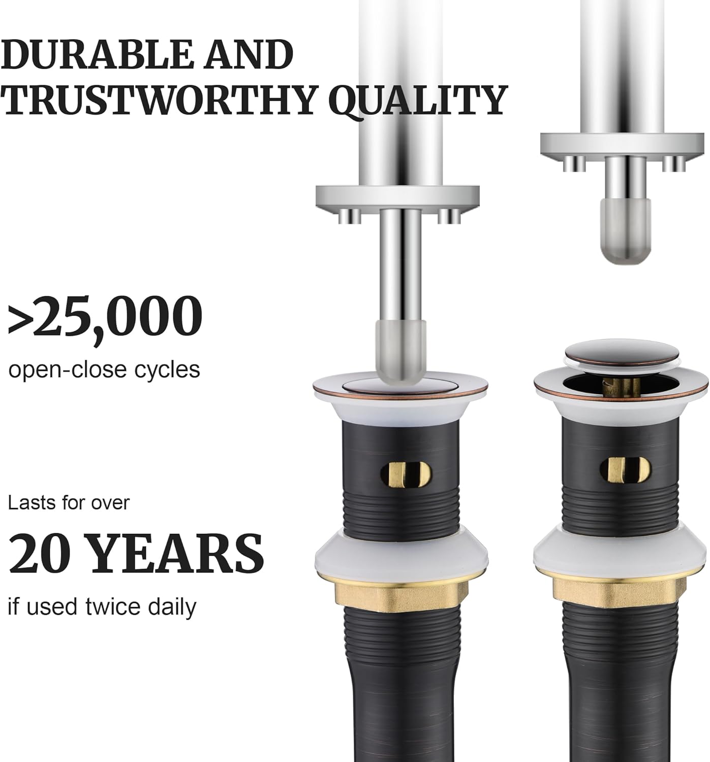 Pop up Sink Drain Stopper for Bathroom Vessel Vanity Sink Art Basin Oil Rubbed Bronze, Small Cap with Overflow, Metal Pop-up Drain Strainer with Detachable Basket Stopper