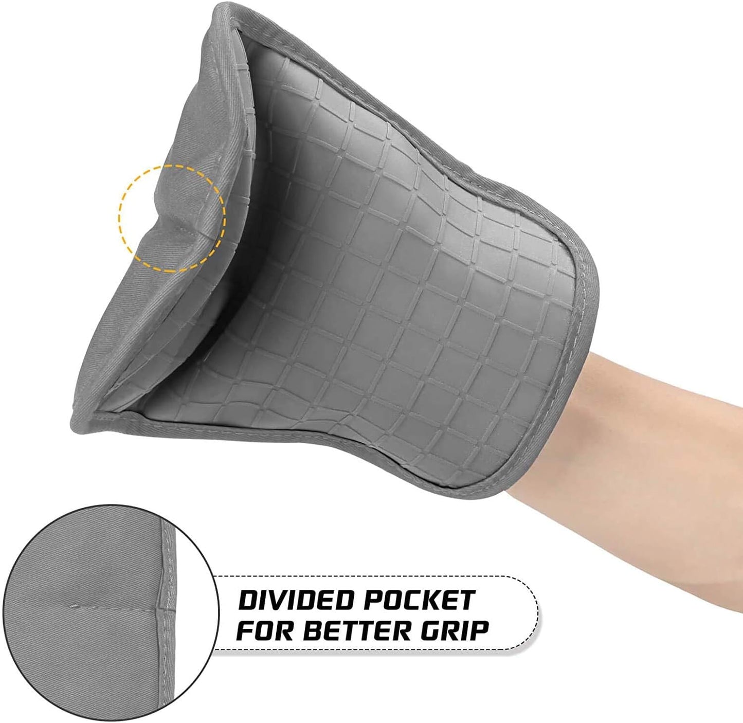 HOMWE Silicone Kitchen Pot Holders with Pockets, 2 Pc Set Trivets, Steam and Heat Resistant Hand and Countertop Protection Hot Pads, Non-Slip Grip, Terrycloth Interior Lining, Aqua Turquoise