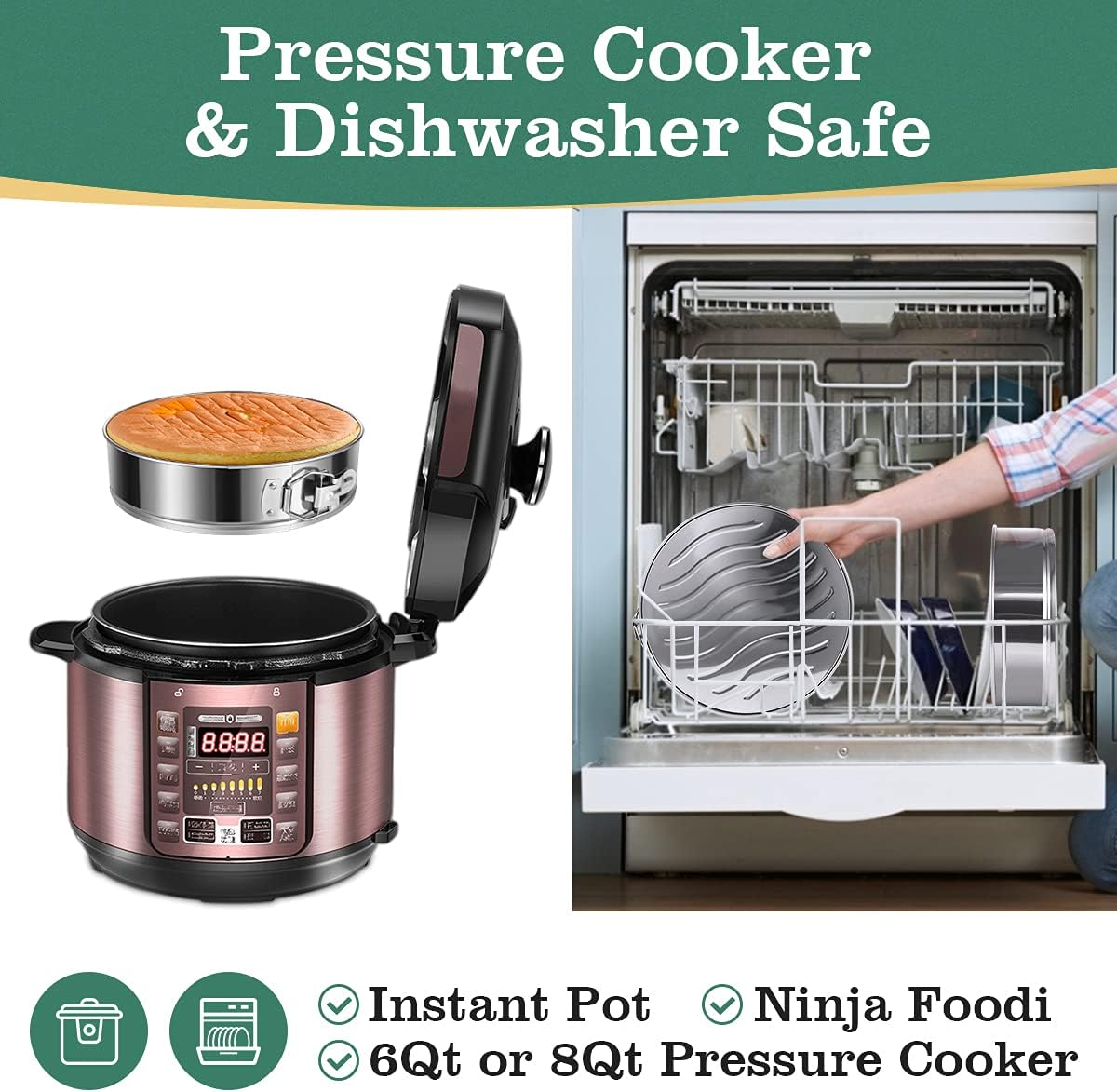 Springform Pan, Stainless Steel Springform Cake Pan, Leakproof & Nonstick Cheesecake Pan, 4" 7" 9" Round Cake Molds with 50 Pcs Paper Liners and 7 Pcs Piping Tips