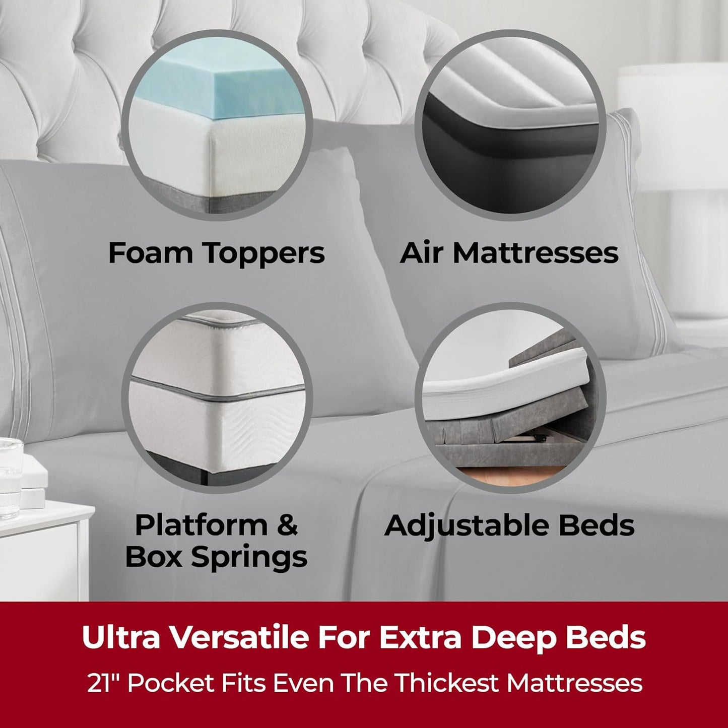 Mellanni Extra Deep Twin Sheets - 3 PC Iconic Collection Bedding - Hotel Luxury, Ultra Soft, Cooling Bed Sheets - Wrinkle, Fade, Stain Resistant (Twin, Gray)