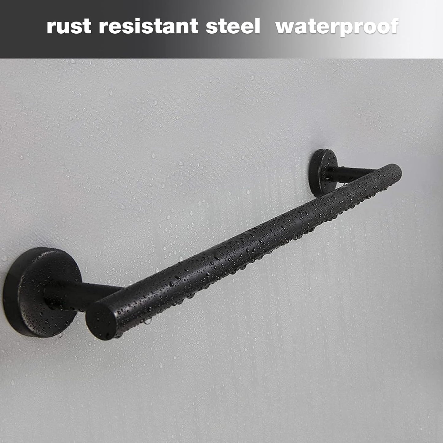 Cilee 2 Pieces Matte Black Bathroom Towel Bar, 16 Inch Double Towel Racks,Bathroom Towel Holder Towel Hanger for Bathroom Stainless Steel Wall Mount