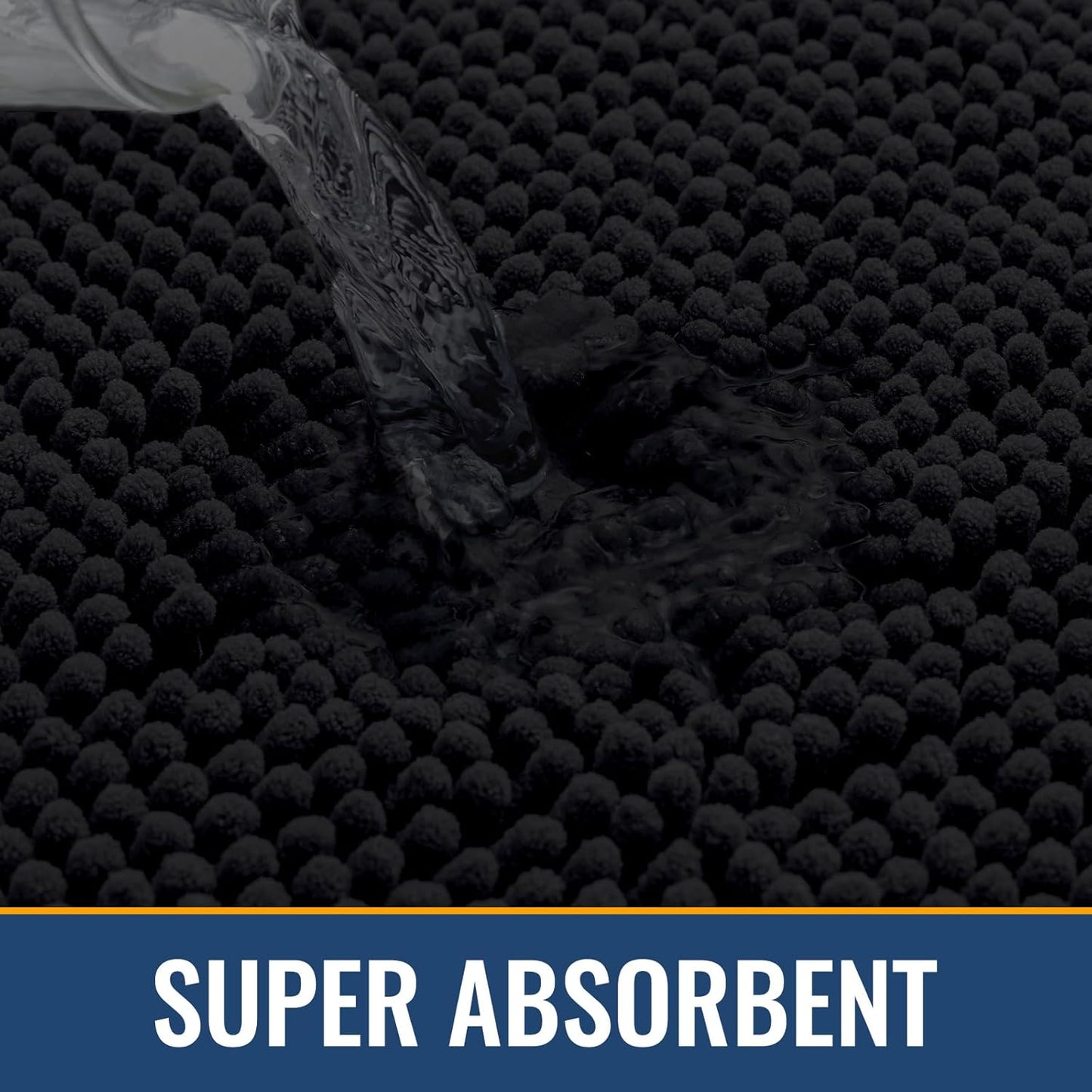 Arotive Bathroom Rugs 24x16, Extra Soft Absorbent Shaggy Chenille Bath Rugs, Machine Washable Rubber Backing Non-Slip Bath Mats for Bathroom Floor Tub and Shower, Home Decor Accessories, Black